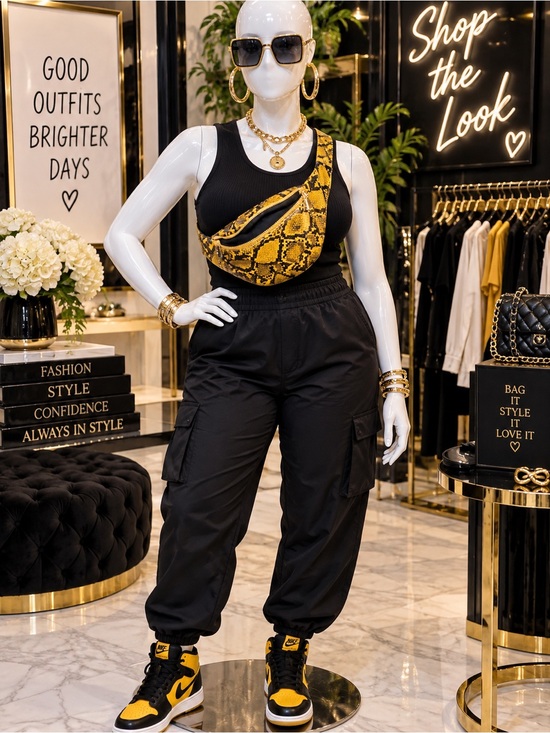 Just...Taylor Handbags - Shop the look…Justin & Taylor Yellow & Black Snake-Print Mini Belt Bag